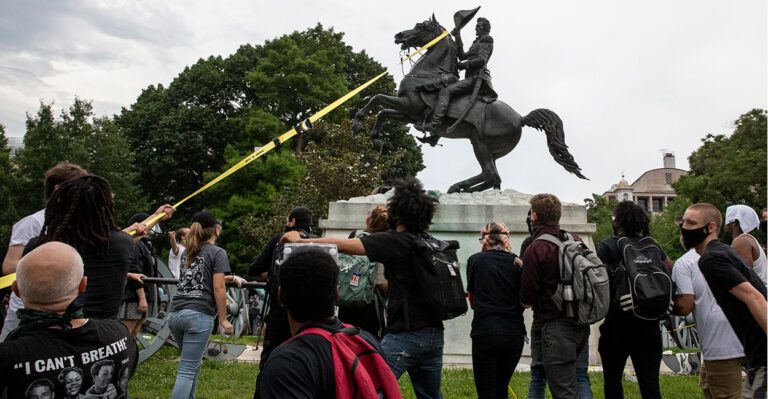 Justice Department Charges 4 With Trying to Dismantle Andrew Jackson Statue Near White House