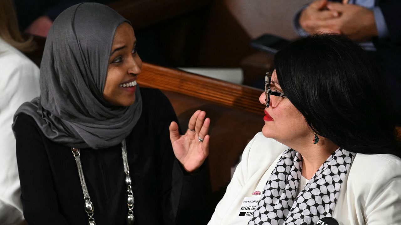 Squad members representative Tlaib and Omar at the State of the Union.