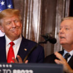 Lindsey Graham (R-SC) addresses the crowd during a 2024 election campaign event in Columbia, South Carolina.