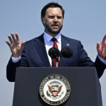Vice President JD Vance delivers remarks during an International Naval Review aboard the USS Kearsarge in New York Harbor on July 04, 2026 in New York City. Vance visited the international fleet of ships gathered in New York's harbor as the nation celebrates America's 250th anniversary. (Photo by Vincent Alban/Getty Images)