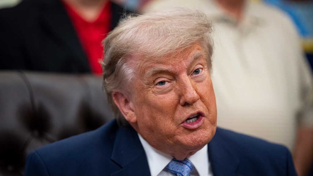 Close-up of Trump speaking.