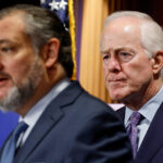 Sen. Cruz and Sen. Cornyn look on.