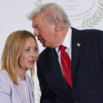 Trump whispers in Meloni's ear