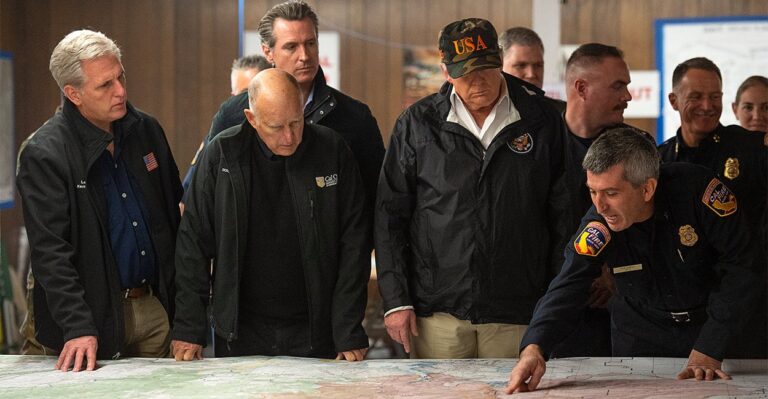 Trump Calls for ‘Great Climate’ and ‘Safe Forests’ While Surveying California Wildfire Wreckage